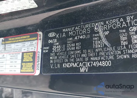 2019 Kia Sportage Lx from USA, damaged, VIN KNDPMCAC1K7494800